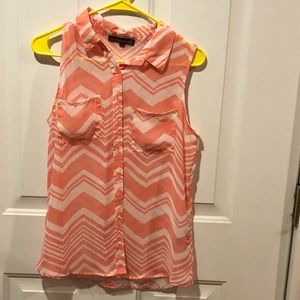 Chevron button up tank